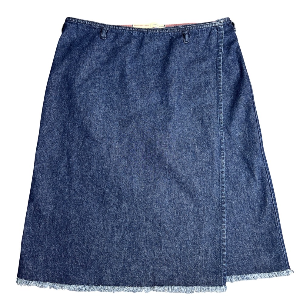 Vintage Y2K Abercrombie & Fitch Dark Denim Wrap Skirt Frayed Hem Sz 2 A-Line